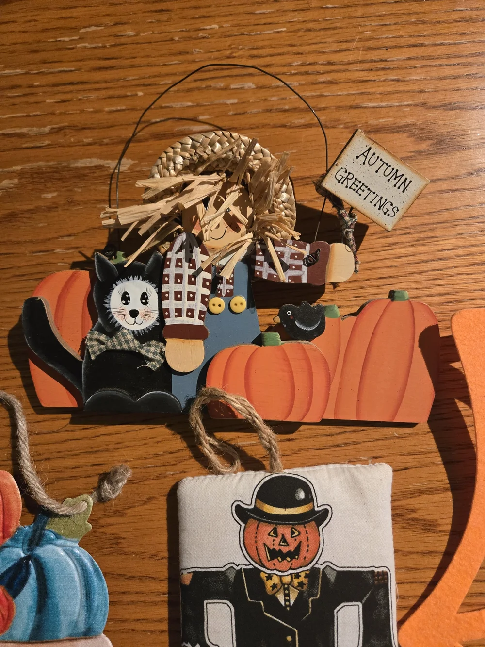 Halloween Pumpkin Patch, Scarecrows, Spider Web Hanging Decorations